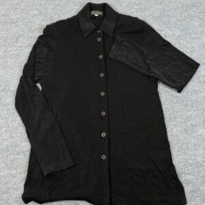 Womens Meduim LS Collared Button Up Shirt Minimalist Oversized Tunic Workwear